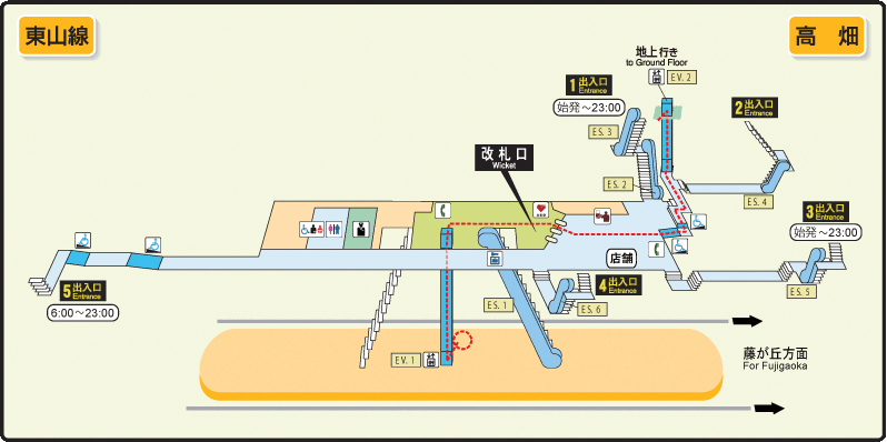 駅構内図 | 高畑 | 地下鉄 | 名古屋市交通局
