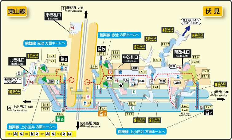 駅構内図 | 伏見 | 地下鉄 | 名古屋市交通局