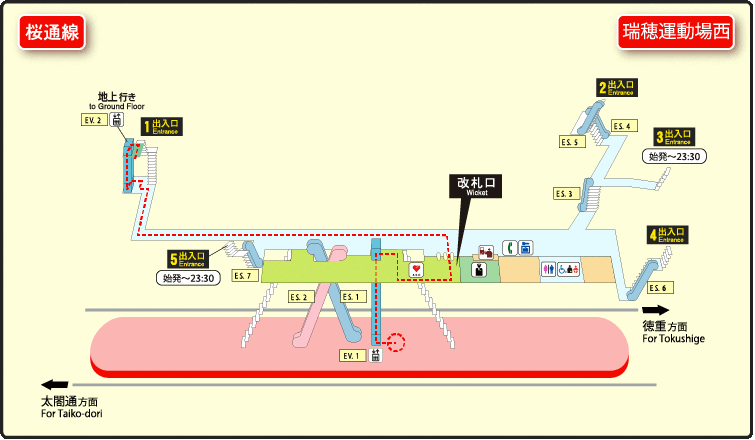 駅構内図 | 瑞穂運動場西 | 地下鉄 | 名古屋市交通局